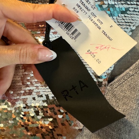 RtA Light Gray and Silver Sequin Sweater - purchased from Intermix, size XS NWT - Picture 8 of 9